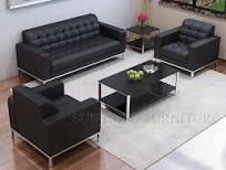 Penjualan Panas Sofa Set Kantor Kulit Italia Genenie Modern Foshan 1+1+3