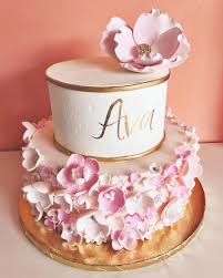 Birthday Cakes For Ladies Pictures Pink And Gold For Baby Ava Customcake Pinkandgold Alltheflowers 2tartsbakery Butter Birthday Cake With Flowers Baby Shower Cakes Girl 15th Birthday Cakes