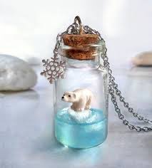 Polar Bear Necklace Animal Lover Gift Bear Pendant Bottle Etsy Bottle Necklace Bottle Charms Mini Bottles