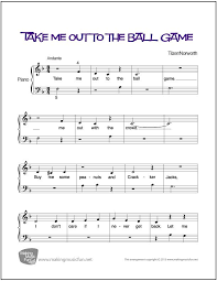 Take Me Out To The Ball Game Free Sheet Music For Piano Piano Sheet Music Sheet Music Piano Sheet Music Beginners