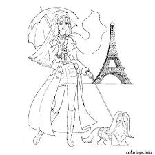 Les petites filles aiment les poupées, qu'elles habillent, coiffent, dorlotent,. Coloriage Fille Mode Paris Jecolorie Com