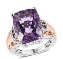 AAA Rose De France Amethyst and Anthill Garnet Ring in Vermeil Rose Gold  and Platinum Over Sterling Silver (Size 8.0) 10.15 ctw