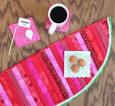 Quilt As You Go Watermelon Table Runner In 2020 Summer Table Runner Quilted Table Runners Table Runner Pattern