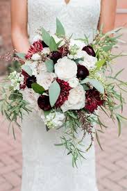 Bridal Bouquet With White Hydrangeas Deep Red Flowers And Eucalyptus White Bridal Bouquet Red Wedding Flowers Red Bridesmaid Bouquets