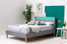 The material of your bed frame will play a big role in how everything in your room ties in together. Wentworth Modern Grey Fabric Bed With Led Headboard Single Double King Size Crazypricebeds Com