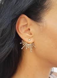 Gold Ear Jacket Earrings Edgy Earrings For Women Large Gold Etsy In 2020 Ear Jewelry Silver Flowers Jewelry Tiny Stud Earrings