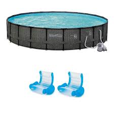 Amazon Com Summer Waves 24 X 52 Pool Set Inflatable Rocking Chair Lounges 2 Pack Garden Outdoor Summer Waves Rocking Chair Wave Pool