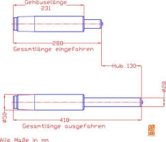 Stattdessen gibt der sitz beim hinsetzen nach und sinkt ruckartig in die unterste position ab. Burostuhl Gasfeder Mit Tiefenfederung Lange 230 Mm Hubbereich Ca 288 418 Mm Hub 130 Mm Verchromt Provanova Com