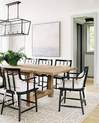 Oval dinette table with useful 18 extendable leaf for additional friends and family when necessary. Beige Wood Plank Dining Table With Black Wooden Chairs Transitional Dining Room