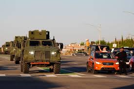 Marine convoy from Twentynine Palms base travels to Los Angeles area