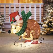 Skiing Hedgehog Christmas Decoration Christmas Yard Decorations Outdoor Christmas Decorations Hedgehog Christmas