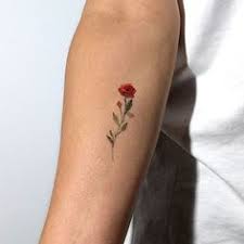 Small Red Rose Tattoo By Artist Lena Fedchenko Small Rose Tattoo Cool Small Tattoos Small Tattoos