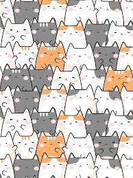 Pattern Of White Orange And Gray Kawaii Cats Iphone 12 Soft By Kanae19 Cat Pattern Wallpaper Kawaii Cat Cute Patterns Wallpaper