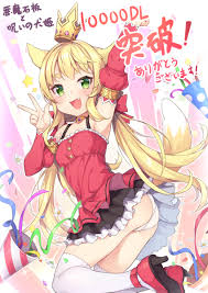 Rule 34 Dev - 1girl 3.14 animal_ears ass blonde_hair breasts confetti crown  detached_sleeves dog_ears dog_girl dog_tail dress female_focus green_eyes  happylambbarn high_heels highres loli long_hair long_sleeves  looking_at_viewer milestone_celebration ...