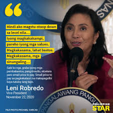 April 23, 1965)12 is a filipina lawyer and social activist who is the 14th and incumbent vice president of the philippines. Philippine Star Vice President Leni Robredo Vehemently Facebook