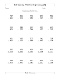 2 digit subtraction 2 digit subtraction with regrouping. 3 Digit Minus 3 Digit Subtraction With No Regrouping A