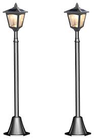 42 Mini Street Outdoor Garden Triple Solar Lamp Post Light Lawn Set Of 2 Traditional Post Lights By Myfun Corp