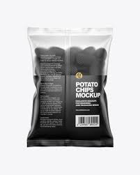 Matte Bag With Corrugated Black Potato Chips Mockup In Bag Sack Mockups On Yellow Images Object Mockups