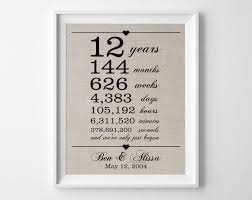 12 year anniversary gift for him. 12 Years Together Linen Anniversary Print 12th Anniversary Etsy 12th Anniversary Gifts 10 Year Anniversary Gift Anniversary Gifts For Husband