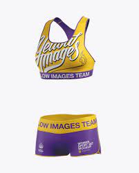 Download Women S Fitness Kit Mockup Halfside View In Apparel Mockups On Yellow Images Object Mockups