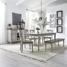 March april 2014 paint colors neutral pinterest room dining. Cottage Lane Rectangular Leg Table 6 Piece Dining Set In Antique White Finish With Weathered Gray Tops By Liberty Furniture 350 Cd 6rts