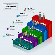 Toy Blocks Chart Business Step Stair Infographic Vector