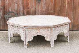 Carved wood coffee table part sculpture, part table, all artisanal. Grand White Washed Moorish Carved Octagonal Coffeetable Carved Coffee Table Lotuscarvedmandala Table White Indian Coffee Table Moorish Table Octagonal Coffee Table Coffee Table Indian Coffee Table