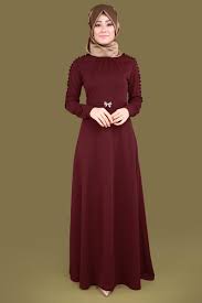Kollari Dugmeli Tesettur Elbise Elf3485 Bordo Dresses Fashion Hijab Dress