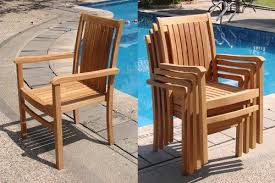 Grade A Teak Wood Luxurious Stacking Arm Captain Dining Chair Model Cahyo Wooden Patio Chairs Patio Chairs Patio Furniture Sets