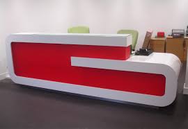 Hang dinner napkins, personalized with your monogram, on the backs of the chairs for added color. G Shape Custom Design Reception Desk Supplier Red White