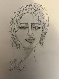 Self portrait using watercolour pencils and HB lead pencil.