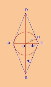 L'altezza relativa a ciascun lato è anche mediana, bisettrice, asse. La Bella Geometria Cerchio Inscritto Nel Rombo