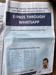 The chief minister of delhi has announced this scheme because there is a lot of complaint regarding the freedom of movement in the city because as we. Sagarika Ghose On Twitter Delhi Govt Being Most Pro Active In Lockdown21 Enabling Shops To Obtain E Passes Via Whatsapp Is Another Citizen Friendly Initiative Aamaadmiparty Msisodia Arvindkejriwal Https T Co P4r1zfonhg