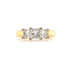 Diamond engagement rings, wedding bands, promise rings Yellow Gold Engagement Ring With 3 Princess Cut Diamonds Simmons Fine Jewelry