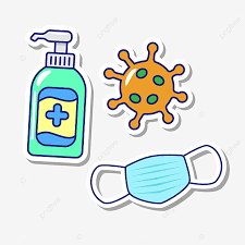 Hand Sanitizer And Mask Vector Illustration With Stroke And Cute Design Corona Covid 19 Virus Png And Vector With Transparent Background For Free Download
