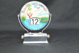 Bite My Shiny Metal Aff Vintage Souvenir Perpetual Calendar Florida S Silver Springs Japan
