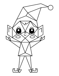 Geometric coloring pages for kids. Printable Geometric Christmas Elf Coloring Page