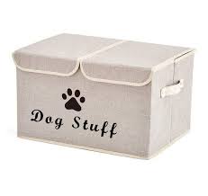 Morezi Large Dog Toys Storage Box Canvas Storage Basket Bin Organizer With Lid Perfect Collapsible Bin For Organizing Dog Cat Toys And Accessories Beige Wis In 2021 Toy Storage