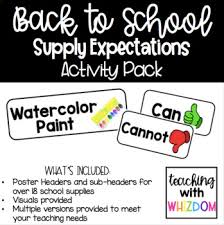 School Supply Expectations Anchor Chart Pack