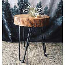 round coffee table live edge coffee table rustic wood slab coffee table modern hairpin legs end table mid century coffee table home decor in 2021 hairpin leg coffee table stump table live edge coffee table