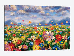 In this instance, it's the lines of the flower petals, and the flower stems. Flower Field In The Mountains Oil Painting Ar Valery Rybakow Icanvas