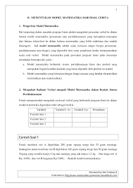 Check spelling or type a new query. B Menentukan Model Matematika Dari Soal Cerita