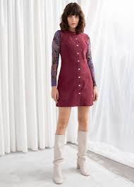 Suede Snap Button Mini Dress Dark Pink Mini Dresses Other Stories Suede Mini Dress Pleated Mini Dress Fashion Clothes Women