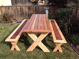 Sleek Picnic Table With Detached Benches Picnic Table Build A Picnic Table Diy Picnic Table