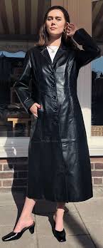 Long Leather Coat Long Leather Coat Leather Outfits Women Leather Dresses