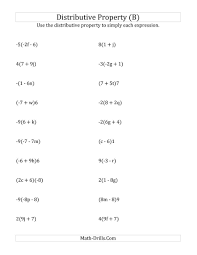 The Using The Distributive Property Answers Do Not Include Exponents B Math Worksheet Algebra Worksheets Distributive Property Math Practice Worksheets