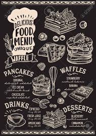 Waffle And Pancake Menu Template For Restaurant On A Blackboard Background Illustration Aff Menu Templat Menu De Comidas Menu De Cafe Disenos De Pizarra