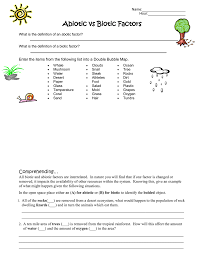 In nature you will find that if one factor is changed or removed, it impacts the availability of other resources within the system. Worksheet 1 Abiotic Versus Biotic Factors