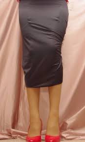 Long Black Half Slip With Visible Garter Bumps Underneath And Red High Heels Red High Heels Satin Slip How To Wear