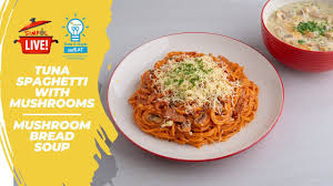 Simpol Live Tuna Spaghetti With Mushrooms And Mushroom Bread Soup Bread Soup Stuffed Mushrooms Spaghetti